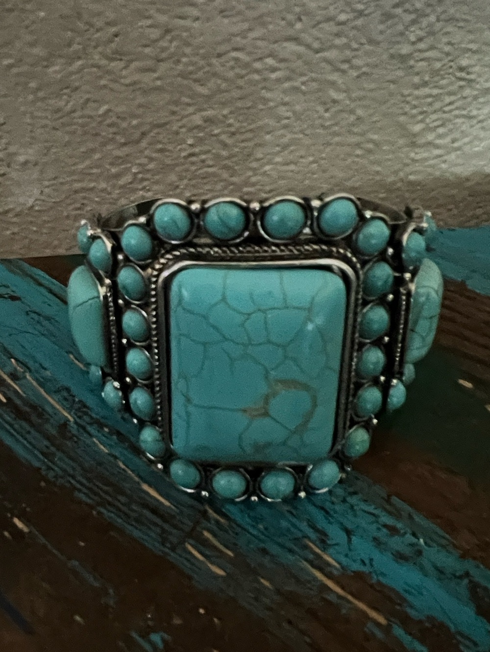 Turquoise Stone Cluster Cuff Bracelet - Women Jewelry Bracelet